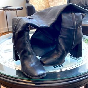 Sam Adelman black boot, over the knee or you can fold down. Square heel.